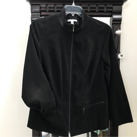 Micro Suede Zip Front Jacket or Blazer w/Zipper Pockets - Picture 6 of 7
